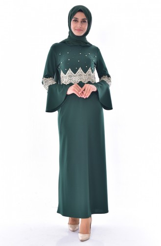 Pearl Detailed Dress 3532-02 Green 3532-02