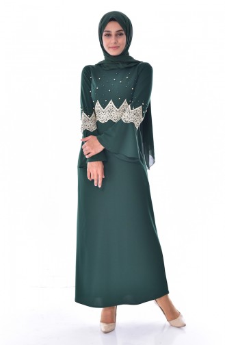 Pearl Detailed Dress 3532-02 Green 3532-02