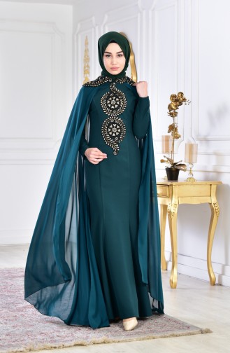 Smaragdgrün Hijab-Abendkleider 6033-05