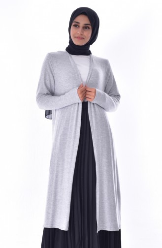 كارديجان طويل بتصميم سادة 7656-03 لون رمادي 7656-03
