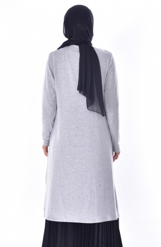 كارديجان طويل بتصميم سادة 7656-03 لون رمادي 7656-03