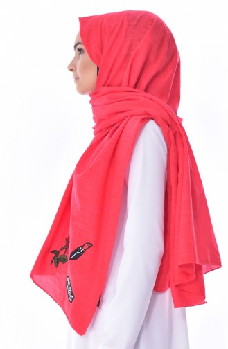 AKEL Plain Patches Cotton Shawl 001-200-02 Red 001-200-02