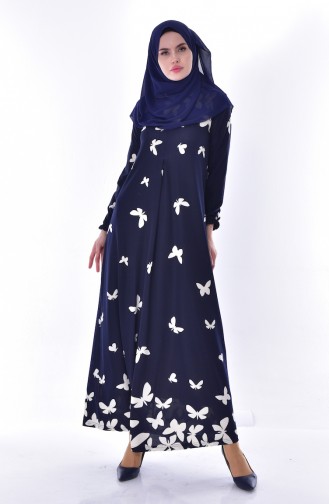 Dunkelblau Hijab Kleider 7051-02