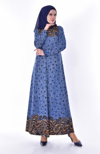 Dilber Authentic Pattern Dress 7052-01 Blue 7052-01
