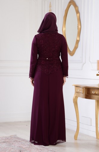 Robe de Soirée a Dentelle Grande Taille 1280-03 Plum 1280-03