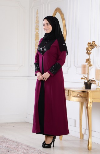 Zwetschge Hijab-Abendkleider 0804-01