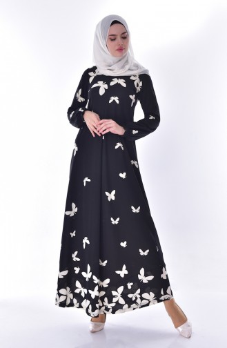 Black Hijab Dress 7051-01