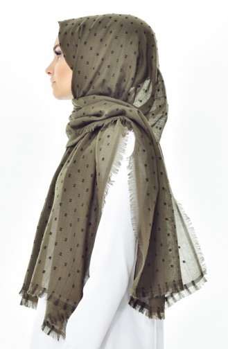 Ponponlu Shawl 19042-14 Khaki 19042-14