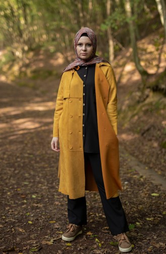 Belted Suede Trench Coat 2466-02 Mustard 2466-02