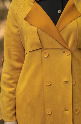 Belted Suede Trench Coat 2466-02 Mustard 2466-02