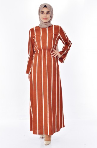 Brick Red Hijab Dress 6363A-01
