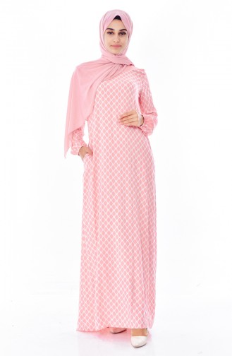 Lachsrosa Hijab Kleider 1296-08