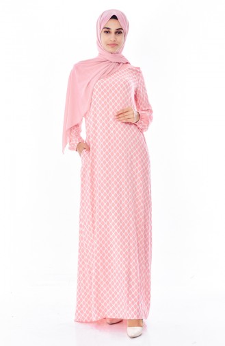 Salmon Hijab Dress 1296-08