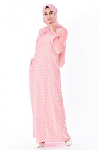 Salmon Hijab Dress 1296-08