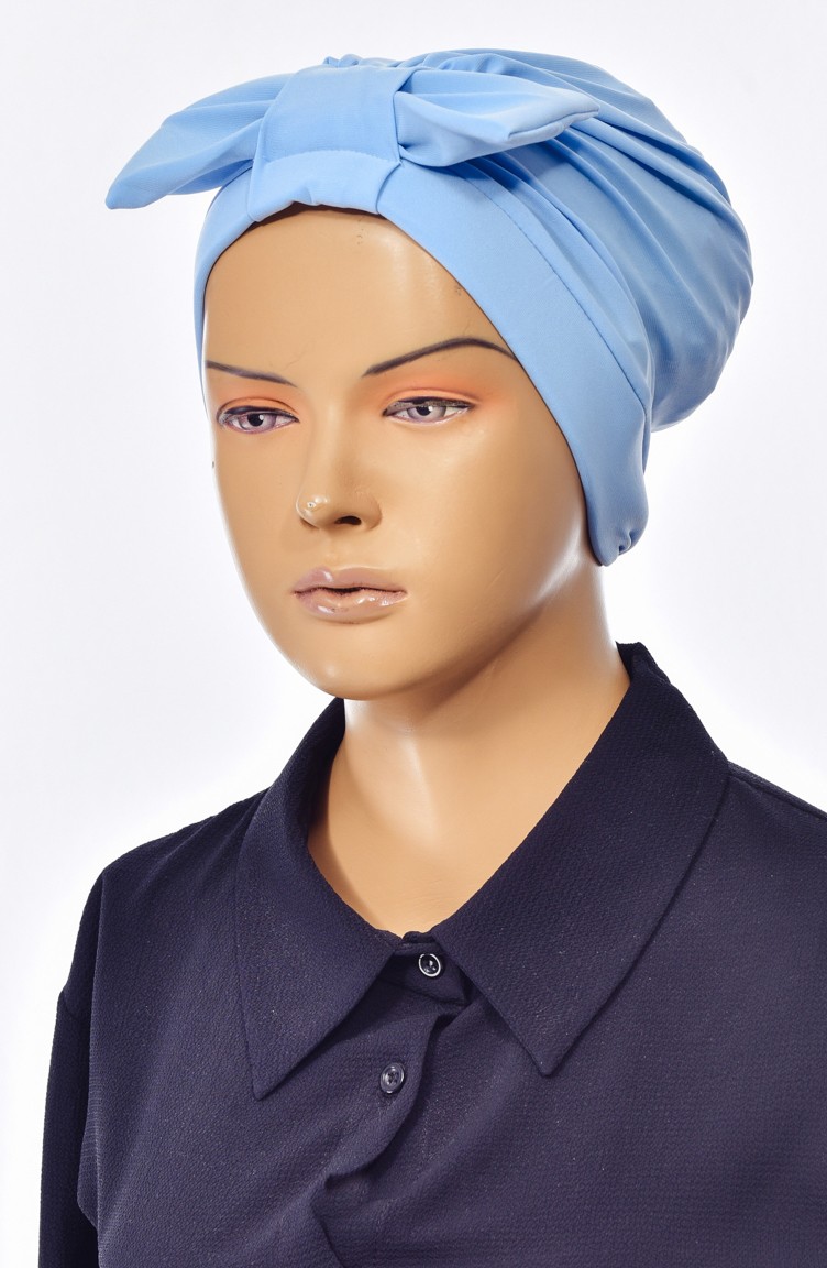 Bonnet Croise Double Face Avec Noeud 0023 08 Bleu Bebe 0023 08 Sefamerve