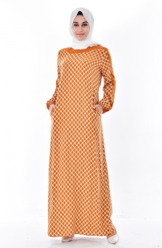 Mustard Hijab Dress 1296-09