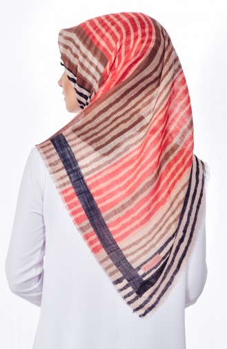Striped Patterned Scarf 2084-10 Cream 10