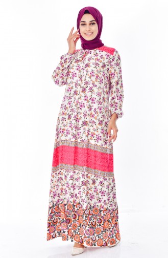Cream Hijab Dress 1735-09