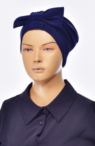 Çift Taraflı Fiyonklu Çapraz Bone 0023-04 Lacivert