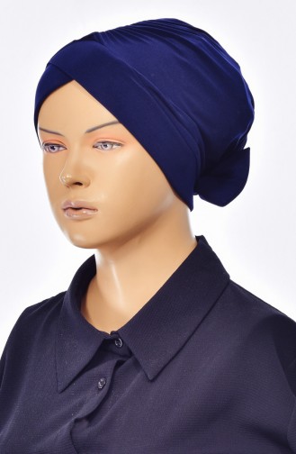 Çift Taraflı Fiyonklu Çapraz Bone 0023-04 Lacivert