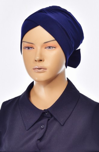 Çift Taraflı Fiyonklu Çapraz Bone 0023-04 Lacivert