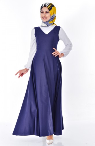 توبانور فستان بدون أكمام بتصميم سادة 2986-03 لون كحلي 2986-03