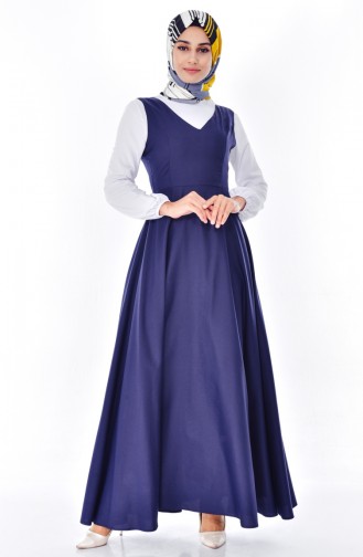توبانور فستان بدون أكمام بتصميم سادة 2986-03 لون كحلي 2986-03