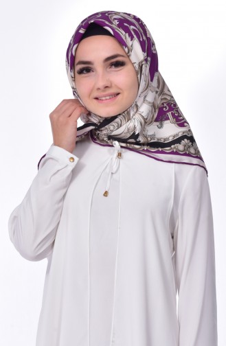 Desenli Eşarp 2081-01 Menekşe Rengi