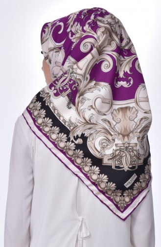 Desenli Eşarp 2081-01 Menekşe Rengi