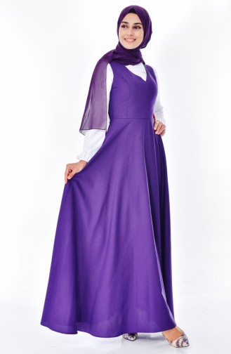توبانور فستان بدون أكمام بتصميم سادة 2986-04 لون بنفسجي 2986-04