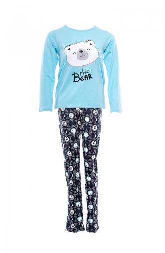 Patterned Women´s Pajamas Suit MLB1021-01 Light Blue 1021-01