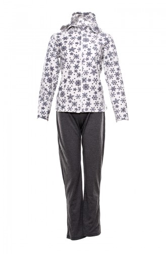 Printed Zipper Women Pajamas Suit MLB1042-01 Smoked 1042-01