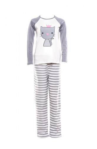 Cat Printed Women´s Pajamas Suit MLB1052-01 Gray 1052-01