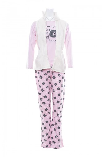 Desenli Kadın Pijama Takımı MLB2010-01 Pembe