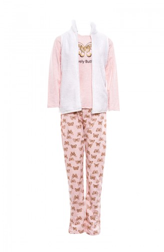 Printed Women´s 3 Pcs Pajamas Suit MLB2012-01 Pink 2012-01
