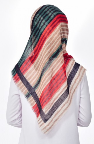 Striped Patterned Scarf 2084-08 Maroon 08