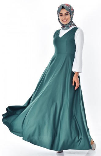 توبانور فستان بدون أكمام بتصميم سادة 2986-08 لون اخضر زُمردي 2986-08