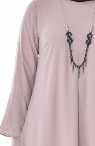 Tunique avec Collier Grande Taille 1646-04 Beige 1646-04