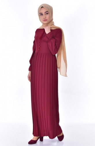 Pleated Dress 1297-07 Claret Red 1297-07