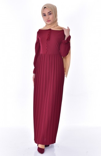 Claret Red Hijab Dress 1297-07