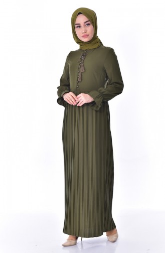 Khaki Hijab Dress 1297-08