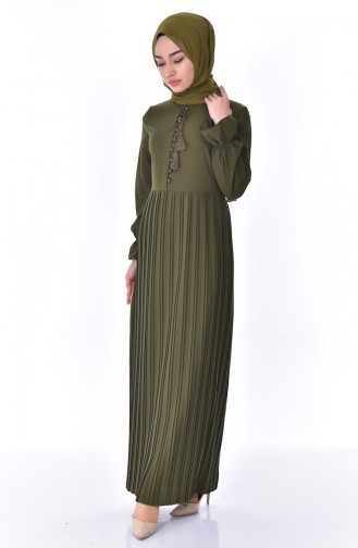 Khaki Hijab Dress 1297-08