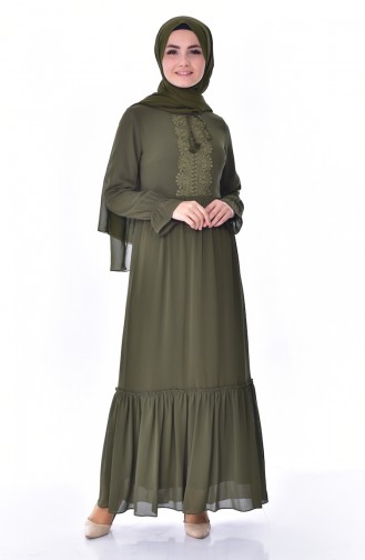 Khaki Hijab Kleider 60706-04