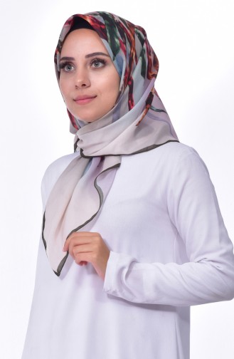 Karaca Desenli Eşarp 90514-03 Haki Krem