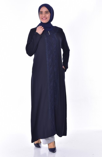 Übergröße Abaya mit Strasstein 2517-04 Dunkelblau 2517-04