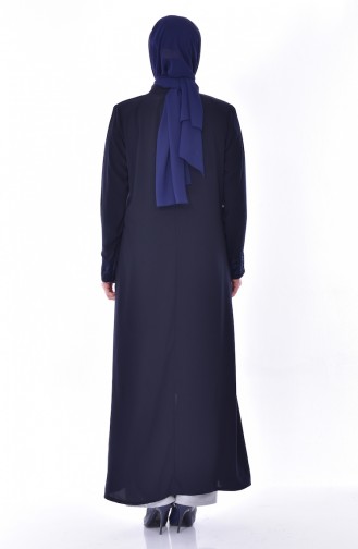 Large Size Lacy Abaya  2518-04 Navy Blue 2518-04