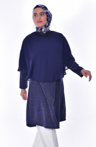 Large Size Silvery Tunic 4144-04 Navy 4144-04