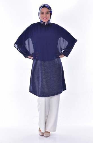 Large Size Silvery Tunic 4144-04 Navy 4144-04