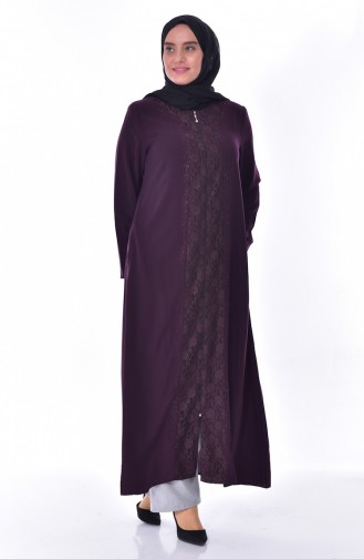 Abaya Imprimé de Pierre Grande Taille 2517-02 Pourpre 2517-02