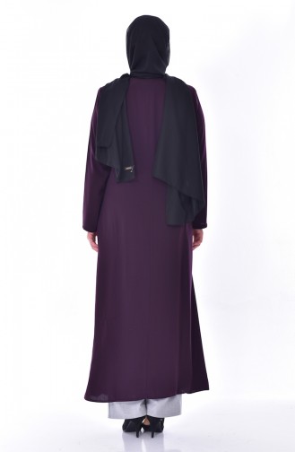 Large Size Stone Printed Abaya 2517-02 Purple 2517-02